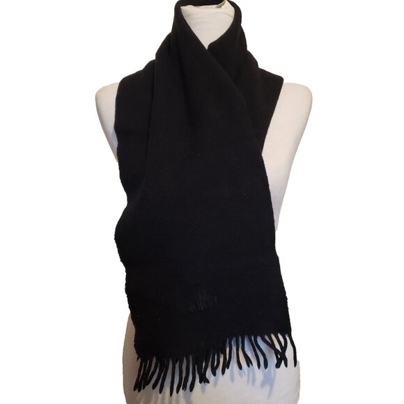 FENDI Cravatte Fringe Black Wool Scarf - Picture 1 of 4